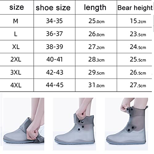 Cubierta de botín de lluvia de silicona, tubo medio, impermeable, apertura grande, fácil de poner, antideslizante y reutilizable para mujer, hombre y niños (Color: D, Talla: Medium(9.4in)) miniatura 5