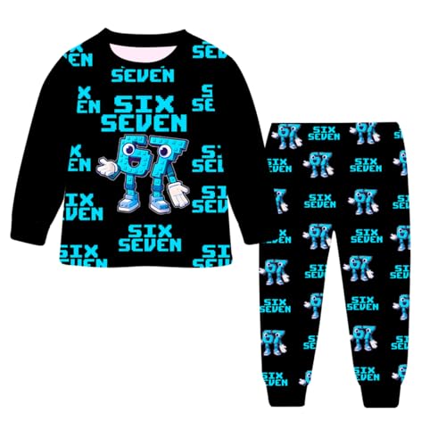Yaokilyly 67 MEME Boys 2Pcs Set Long Sleeve Soft Shirt Six Seven Sportwear (Black 9-10 Years)