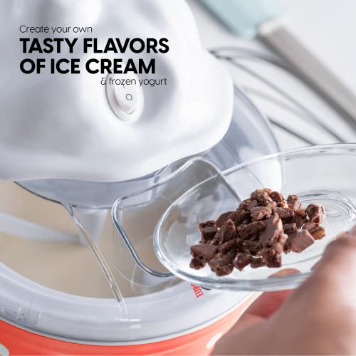 Euro Cuisine Ice Cream, Sorbet & Frozen Yogurt Maker, Homemade Gelato & Soft Serve Kids Ice Cream Maker Machine with 4 Glass Cups - Double-Insulated Freezer Bowl, Mixing Paddle, Lid - 1.5 Quart