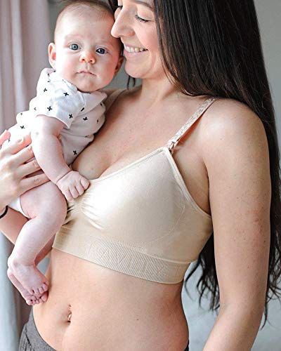 Kindred Bravely Simply Sublime Seamless Nursing Bra for Breastfeeding | Wireless Maternity Bra (Beige, Medium)