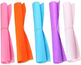 HONGCI 5Pcs Large Felt Fabric Sheets Pack - 50 * 40cm Nonwoven Acrylic DIY Craft Work Patchwork Sewing Material Assorted 5 Colours(White,Pink,Light Blue,Light Purple,Orange)