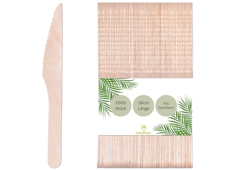 DeinPack 500 Holzmesser Birke 16cm | biologisch abbaubar | Nachhaltiges Besteck | Einwegbesteck | Holzbesteck