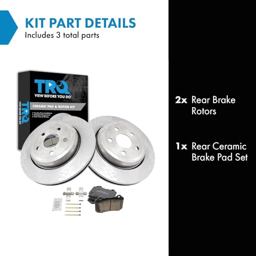 Image of TRQ Rear Brake Pad and Rotor Set Ceramic Compatible with 2012-2019 Jeep Grand Cherokee 2019-2023 Dodge Durango