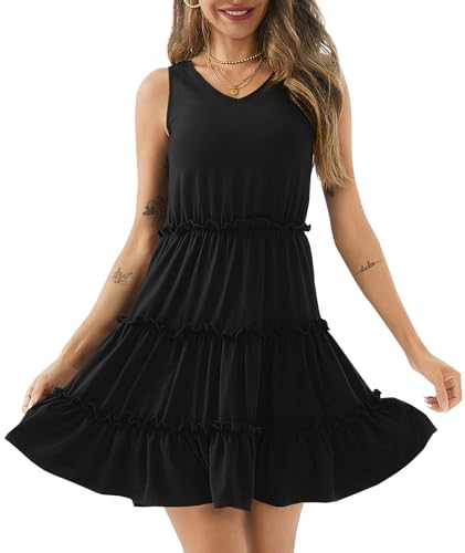 Image of PerZeal Women's 2026 Summer Dress Casual Sleeveless Boho Beach Vacation Outfits Mini Sundress