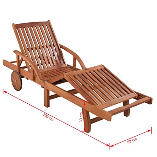 Chaise longue en bois résistant aux intempéries avec roues pour terrasse - 3