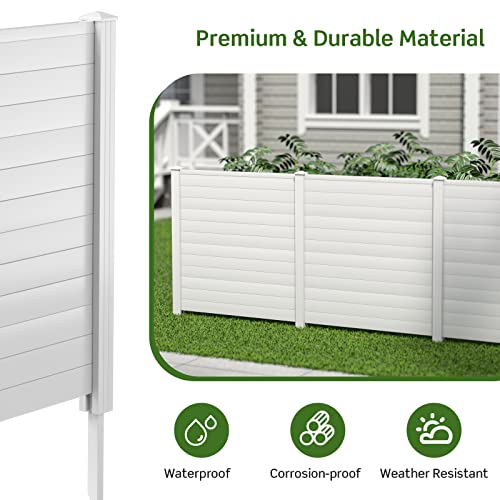 Relax4Life Privacy Fence Screen, Pvc Decorative Garden Fence Vinyl Fence Panels W/3 Cuspidal Stakes, Trash Enclosure 48" W X 48" H Air Conditioner Fence For Garden Yard Patio Lawn (1, White) #TOP3