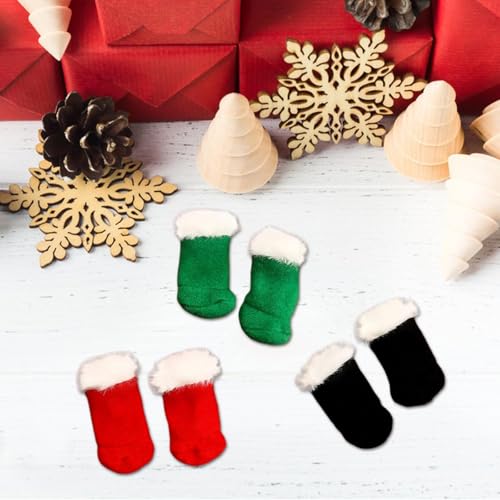 3 Paar Puppen Schuhe Weihnachten, 18 Zoll Plüsch Puppenschuhe Elfen Puppen Stiefel, Mini Stiefel für Puppen, Weihnachtselfen Zubehör für 1/12 Puppenhaus Kostümzubehör