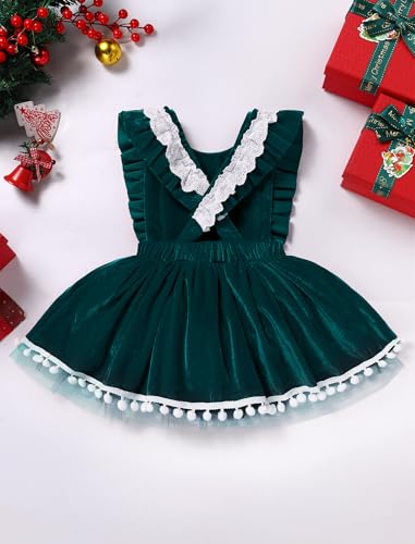 IMEKIS Newborn Baby Girl Velvet Christmas Outfit Ruffle Sleeve Romper Tulle Dress Fall Wedding Birthday Party Clothes3