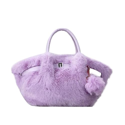 Sac bandoulière duveteux en peluche douce mini format fourre-tout rétro chic