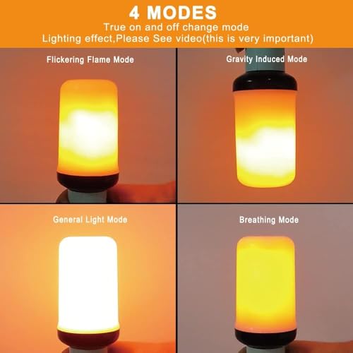 Image of Flame Effect Light Bulb, Flicker Lighting Feature,4 Modes Flickering Bulbs with Upside Down Effect,B 22 base,Flame Bulb for Diwali.