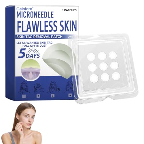 Celsiora 2-in-1 Microneedle & Hydrocolloid Patch - 9 Pcs Celsiora Microneedle Flawless Skin Skin Tag Removal Patch Herbal Formula Natural Ingredients for All Skin Types (1 Box)