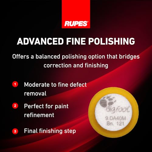 Image of RUPES 40mm Pack of 6 Yellow D-A Fine Wool Polishing Pads | Ideal for Paint Correction & Gloss Enhancement | Improves Finishing Performance | Compatible with 1.5 inch Backing Plate