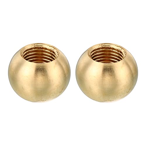 Image of PATIKIL M10x1 17.5mm Thread Lamp Finials Cap Knob, 2 Pack Brass Ball Lamp Decoration Screw Caps Threaded for Furniture Lighting Lamps