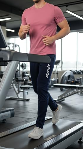 Image of EYSTONE Track Pants for Men || Activewear Pants || Men's Joggers Polyester with 2 Side Zipper Pockets Casual Trousers Stretchable (Sports | Gym | Yoga) (White Sports 1) (Pack of 1)