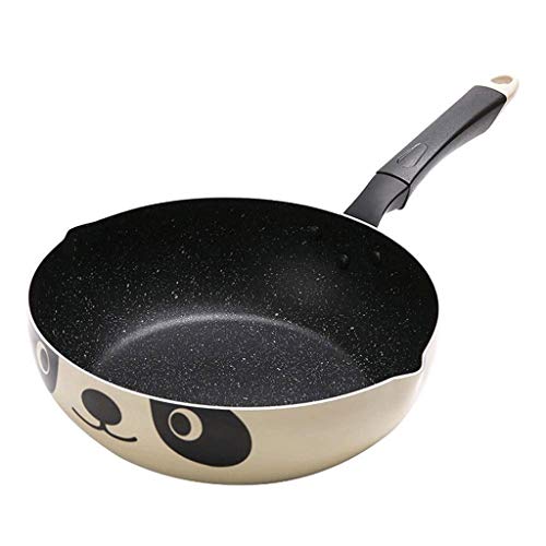 OQHAIR Woks antiadherentes y sartenes para freír con Tapa, Rejilla de Vapor para Cesta de freír, sartén Wok de Cobre Antiadherente