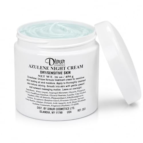 Dinur Cosmetics Azulene Night Cream for Dry/Sensitive Skin Good for Hydration Intensive Care Tightens Skin 16 oz./ 454 g