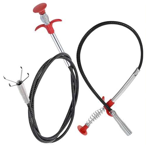 HAMKU 2 Piezas Desatascador de desagüe Fuerte y Flexible, desatascador de desagüe de 60/160 cm Desatascador de desagüe de Serpiente Herramienta de depilación de desagüe de Resorte para baño de Cocina