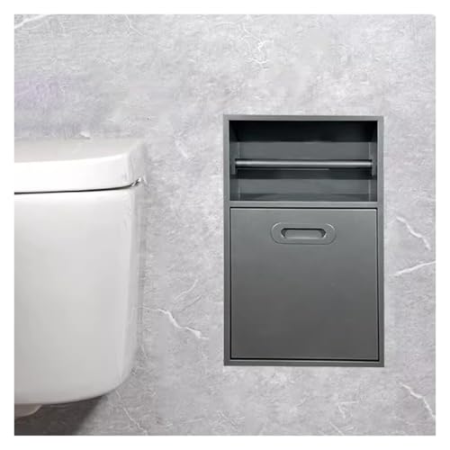 Stal Nierdzewna, Wnęka Prysznicowa I Uchwyt Na Papier Toaletowy, Wbudowany Kosz Na Śmieci Do Łazienki, Kuchni I Salonu, Łatwy Montaż, Nowoczesny Design, Biały/Szary, Szary - 50 X 30 X 14 Cm