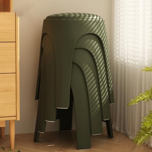 Taburetes de Plástico Apilables (Paquete de 6), Sillas de Comedor Redondas Tapizadas, No Requieren Ensamblaje. Ideales para Aulas, Educación en Casa, Salas de Estar y Apartamentos Pequeños(Green,4PCS)