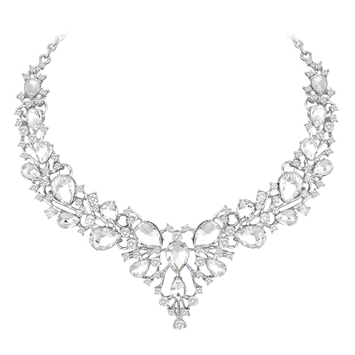 Image of Atasi International American Diamond Style Jewellery Set | Crystal Necklace & Earrings for Women | Ideal for Party, Wedding and Engagement Gifts