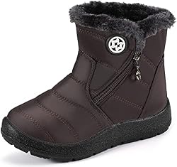 Gaatpot Botas de Nieve para Niños Invierno Calentar Forradas Botines Niña Niño Impermeables Planas Botas Suave Antideslizantes Café#2 29.5 EU = 30 CN