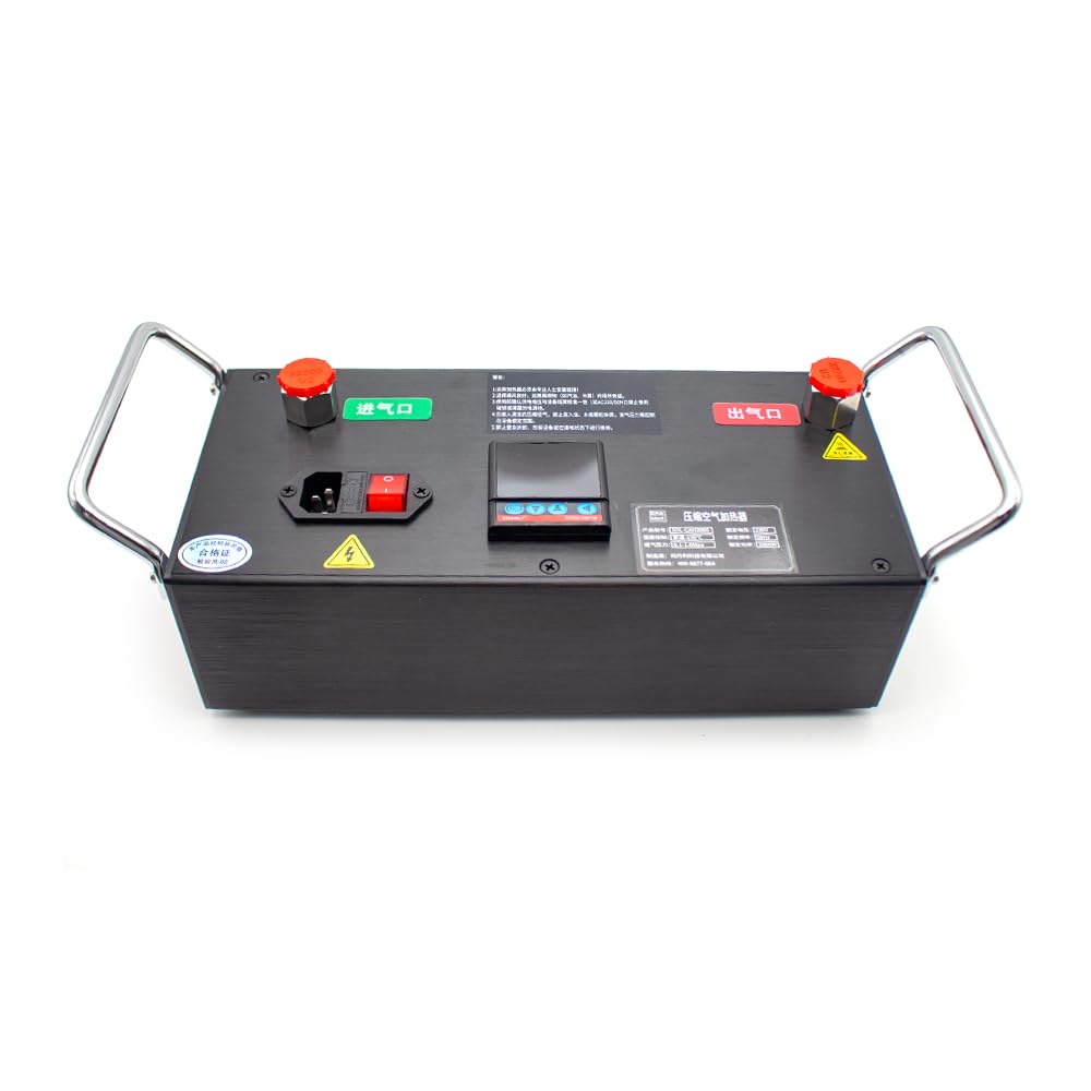 Toplionace Máquina de Calefacción de Aire Comprimido de Grado Industrial AC 220V 2000W, Pantalla Digital Nitrógeno Gas Calentador de Aire Caliente Anti-Congelación （16MM）