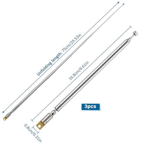 VooGenzek 3 PCS 75cm 7 Section Replacement Telescopic Aerial Antenna, DAB FM Antenna Replacement, Portable Radio Antenna - Image 2