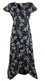Einheitsgröße: 38/40 Guru-Shop Boho Wickelkleid, Langes Sommerkleid, Damen, Nachtblau, Synthetisch, Size:38, Lange & Midi-Kleider Alternative Bekleidung