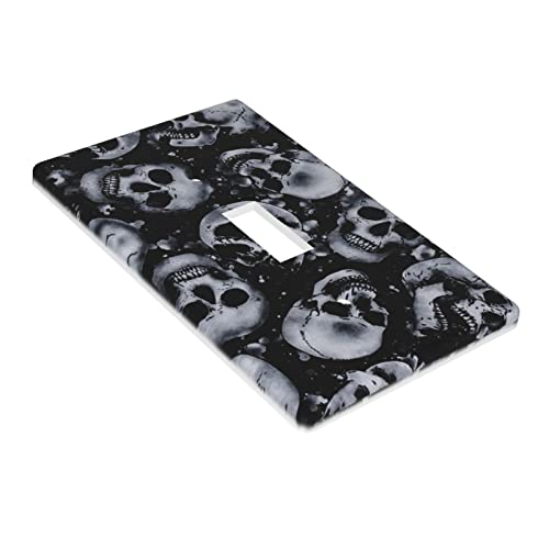 Cool Skull Light Switch Cover Plate Decorative Single Toggle For Teens Boys Black Wall Plates For Kitchen Bedroom Home Bathroom Office Standard Size #TOP2