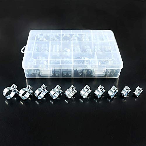 Rustark 92Pcs 7Mm To 18Mm (10 Sizes) Zinc Plated Carbon Steel Mini Fuel Injection Style Hose Clamp Assortment Kit For Diesel Petrol Pipe #TOP5