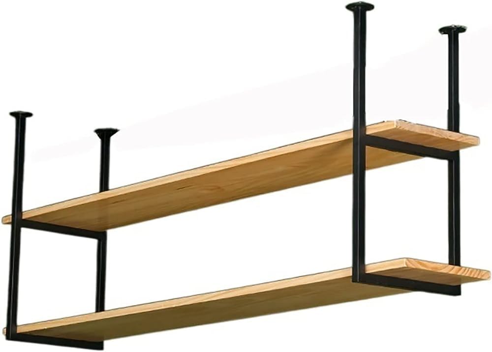 Mensole galleggianti, staffe per mensole da soffitto a 2 strati, scaffale decorativo da parete per bar ristorante, da appendere, facile da installare (dimensioni: 80 x 30 x 60 cm)