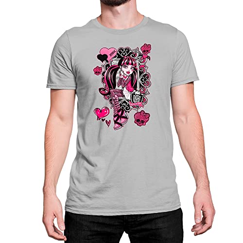 Camiseta T-Shirt Monster High Draculaura Flores Corações Cor:Cinza;Tamanho:GG