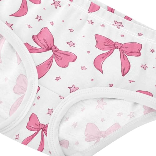 Wusikd Pink Bows Stars Girls' Underwear Cotton Girls Briefs Soft Toddler Underwear 2T4