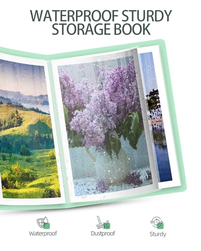 SXhyf A3 Diamond Painting Storage Book for 60 Diamond Painting Pics, Diamond Painting Accessories with 30 Pages Clear Sheet Protectors, Presentation Portfolio Folder for Artwork, 16.5x12.1in