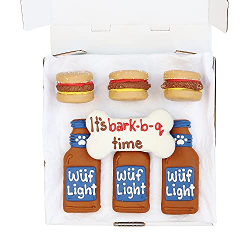 WÜFERS Dog Cookie Box | Handmade Hand-Decorated Dog Treats | Dog Gift Box Made with Locally Sourced Ingredients (Burgs & Beer)