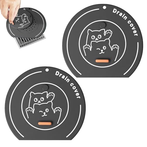 Bfminitool 2-in-1 Shower Drain Hair Catcher & Bathtub Drain Cover, Odor-Proof Silicone Hair Stopper for Bathroom, Tub, Sink, Kitchen, Laundry - Prevents Clogs and Unpleasant Smells (2, Grey)