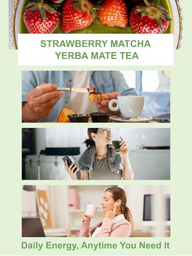 Image of TeeLux Yerba Mate Tea Instant Powder, Premium Smooth Blend with Matcha and Natural Strawberry Flavor