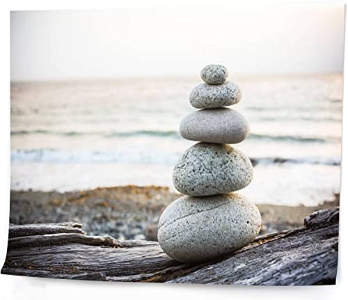 DQWIJAKX91 DIY Digital Painting Inukshuk Cairn Driftwood Beach Paint by Numbers Kits Drawing on Canvas Without Frame Adults Beginner & Kids Wall Art Home Decor 16