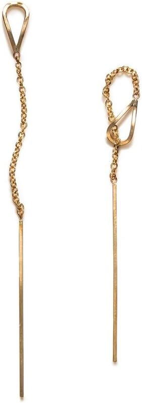 By Boe Gold Filled Leaf & Pin Threader Earrings