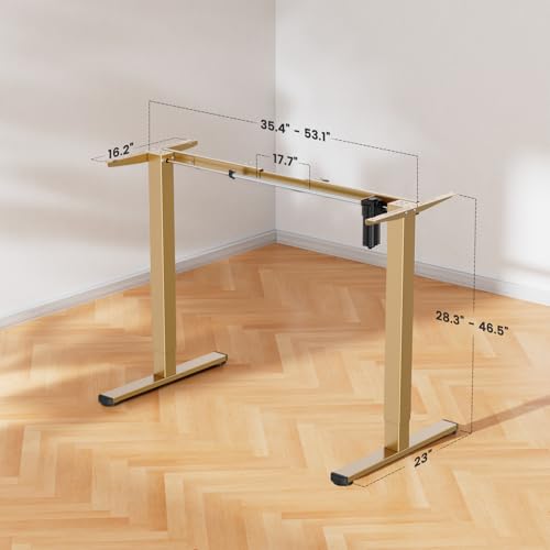Image of ErGear Electric Stand up Desk Frame,4 Memory Height Settings Height Adjustable Table Legs, Sit Stand Desk Frame Up to 47.2 inch, Ergonomic Standing Desk Base Workstation, Gold Frame Only