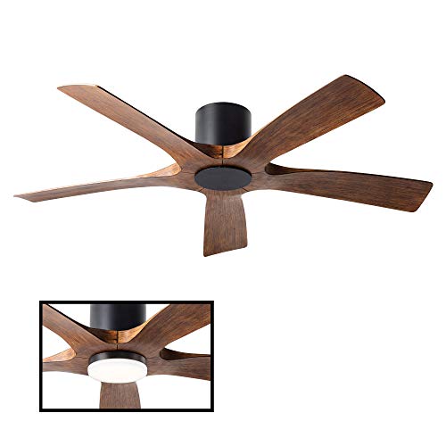 Aviator Smart Indoor And Outdoor 5-Blade Flush Mount Ceiling Fan 54In Matte Black Distressed Koa With Remote Control (Light Kit Sold Separately) Works With Alexa, Google Assistant, Samsung Things, And Ios Or Android App #TOP2