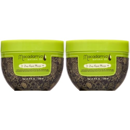 Macadamia Natural Oil Deep Repair Masque Hydrating Deep Conditioning Hair Mask for Dry & Damaged Hair 8 oz Pack of 2