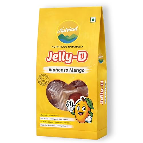 Image of Nutrinat Jelly D Alphonso Mango - Fruit Jelly Candy (Pack of 20) | No Gelatin, No Refined Sugar | Plant-Based Pectin Toffee | Healthy Fruity Snacks for All