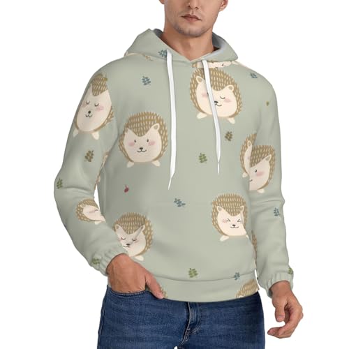 Sweat à capuche en polaire imprimé hérissons homme contre le froid