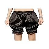 [happykoko] かぼちゃパンツ ドロワーズ サテン ペチコート 見せパンツ フリー 大きいサイズ ゴスロリ ロリィタ パニエ (ブラック/黒)