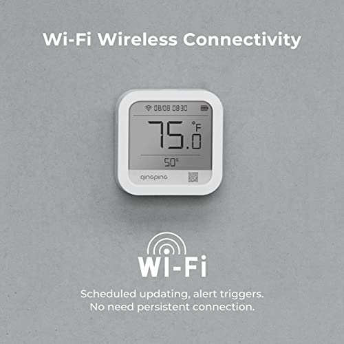 Qingping Wi-Fi Indoor Thermometer Hygrometer, Remote Monitoring via Qingping IoT, Temperature and Humidity Monitor for Different Scenarios, Fast Alert Notification, Rechargeable Battrey