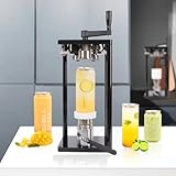 Manual Tin Can Seamer Machine, Can Sealing Machine for Jars Diam 55mm, Commercial Cup Sealer for Plastic Tin Can Sealer Beverage Cups, Height Adjustable for 330ML or 500ML Cans
