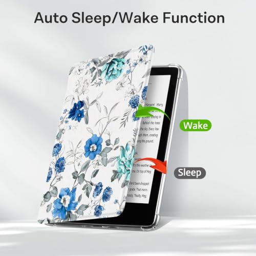 Image of CoBak Case for 6 Inch e-Reader, Ultra Clear Soft Flexible TPU Back Cover Light Shell, with Auto Wake /Sleep, not Compatible Kobo Claro, Floral Harmony