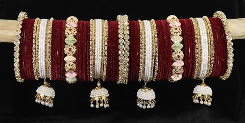 Bridal Maroon Chura Set for Women