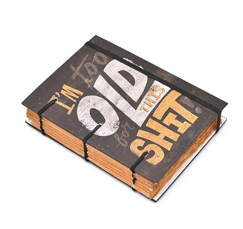 Image of Handmade Vintage Style Hardcover Journal for Writers, Artists | Eco-friendly Recycled Paper Diary with Elastic Closer | Unique Graphic Design (5x7 Inch)